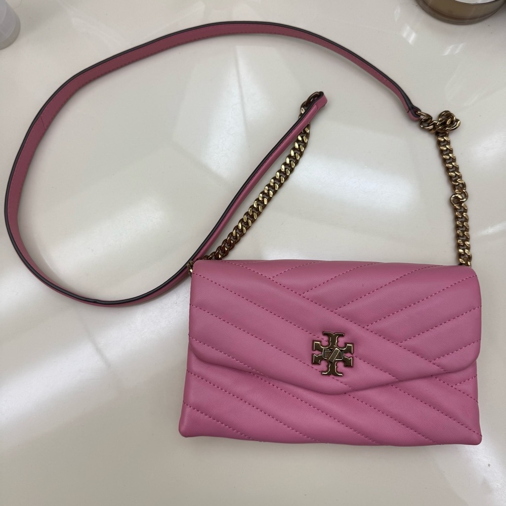 Tory Burch Pink Crossbody Bag with Gold Chain